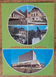 Bardejovské Kúpele - Liečebný dom Branisko - Hudobný pavilón - Socha kráľovnej Alžbety - Hotel Minerál - 1980