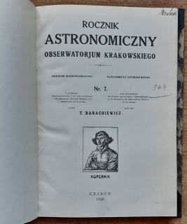 Rocznik astronomiczny obserwatorjum Krakowskiego / Nr. 7.