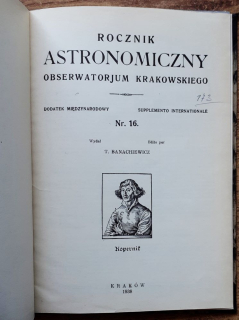 Rocznik astronomiczny obserwatorjum Krakowskiego / Nr. 16.