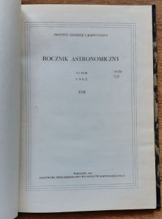 Rocznik astronomiczny na rok 1962 / XVII