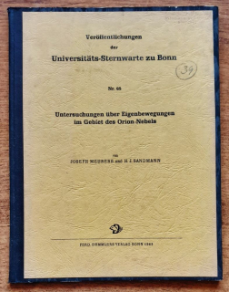 Untersuchungen uber Eigenbewegungen im Gebiet des Orion Nebels / Veroffentlichungen der Universitäts-Sternwarte zu Bonn / Nr. 65