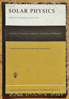 Solar physics / Index to volumes 1 - 10. (1967 - 1969)