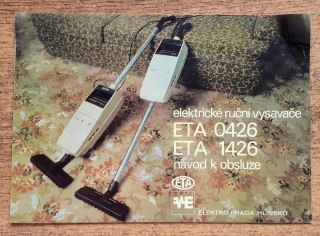 Elektrické ruční vysavače ETA 0426 - ETA 1426 / Návod k obsluze / Záruční list z roku 1997
