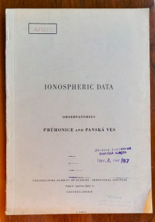 Ionospheric data / Observatories Prúhonice and Panská Ves