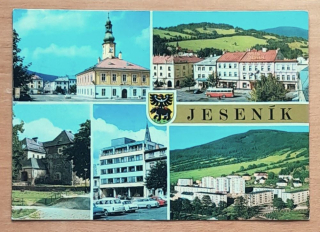 Jeseník - Radnice - Rudé náměstií - Interhotel Slovan -  Mestské múzeum - Po roku 1974