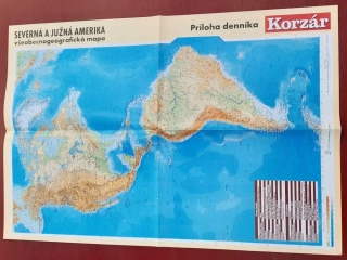 Politická + všeobecnogeografická mapa - Severná a južná Amerika / 1 : 30 000 000