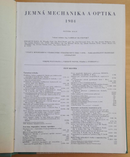 Jemná mechanika a optika 1984 / mesačník čísla 1 - 12