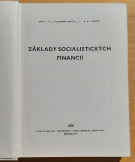 Základy socialistických financií / Edícia ekonomickej literatúry