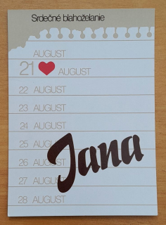 Srdečné blahoželanie k meninám - Jana