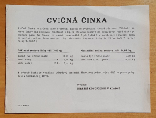Cvičná činka - Okresní kovopodnik v Kladně