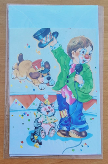 Klaun so psíkom a mačičkou