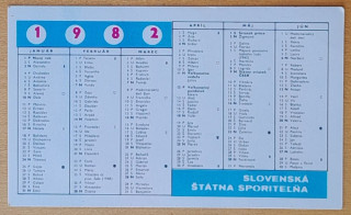 Vreckový kalendárik 1982