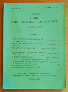 Journal of the Radio Research Laboratories / july-nov. 1978
