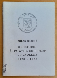 Z histórie Župy XVIII. so sídlom vo Zvolene 1923-1928