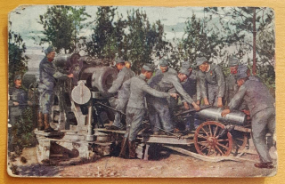 Weltkrieg 1914-1915 - 30,5 cm Morser - Zufuhren des Geschosses - 1916