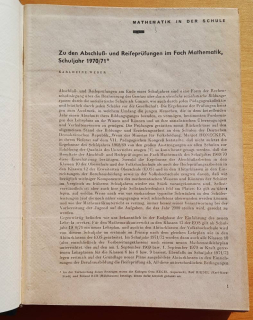 Mathematik in der Schule 1970/71 / Matematika v škole