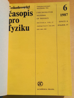Československý časopis pro fyziku 1.- 6./1987 / Sekce A / Svazek 37