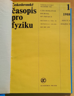 Československý časopis pro fyziku 1.- 6./1988 / Sekce A / Svazek 38