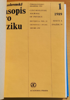 Československý časopis pro fyziku 1.- 6./1989 / Sekce A / Svazek 39