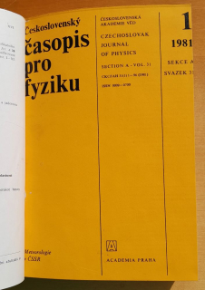 Československý časopis pro fyziku 1.- 6./1981 / Sekce A / Svazek 31