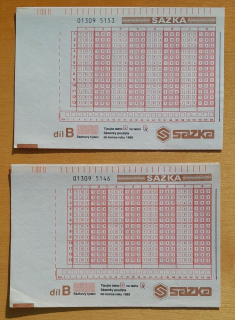 Starý nepoužitý tiket Sazka