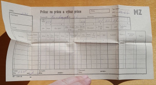 Príkaz na prácu a výkaz práce - 1985