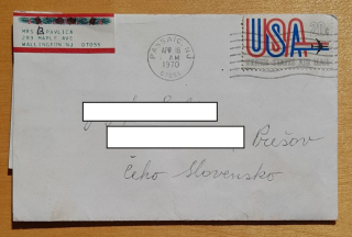 Stará obálka odoslaná z USA 16.4.1970