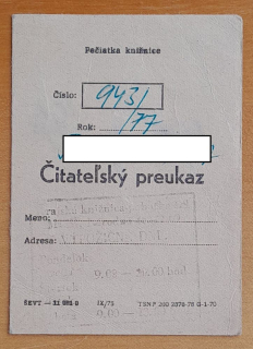 Čitateľský preukaz 1977