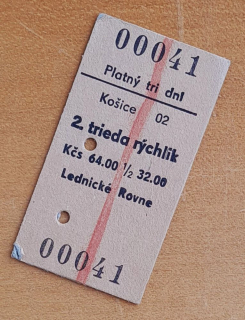 Starý lístok na vlak 1985