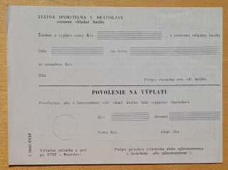 Povolenie na výplatu cestovné vkladné knižky