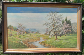 Jarná krajinka - Drevený rám - Obraz