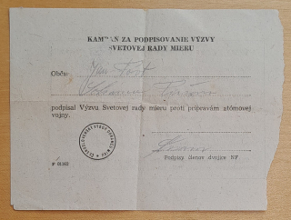 Kampaň za podpisovanie výzvy Svetovej rady mieru proti prípravám atómovej vojny