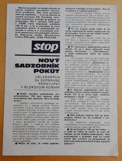 Stop / Od 1. januára 1976 platí v ČSSR nová dopravná vyhláška 100/75 Zb.