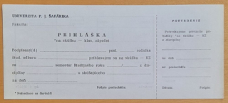 Prihláška na skúšku - klas. zápočet