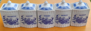 Porcelánové koreničky Cibuľak 5 ks - Dubí Czechoslovakia