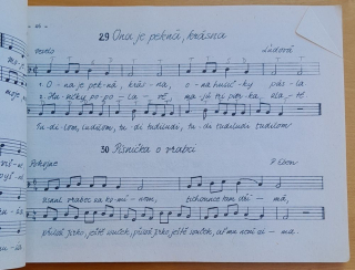 Učebný text, piesne 1.- 4. ročníka ZŠ s notovými predlohami a transpozíciami pre husle